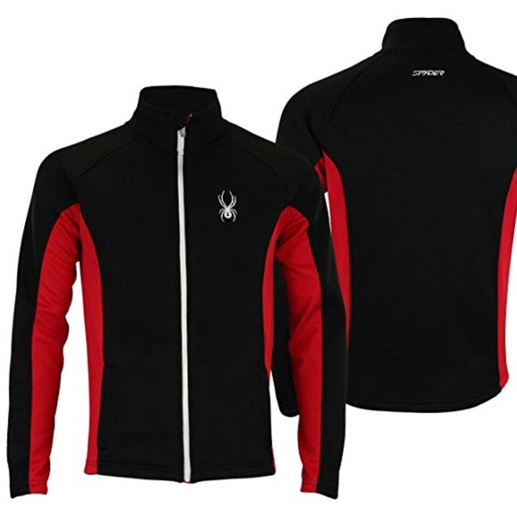 🆕 Spyder Men's Constant Full Zip Black & Red Sweater Jacket - Picture 2 of 9